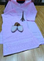 Pink Pure Cotton Party Wear Chiikankari Kurti With Sharara